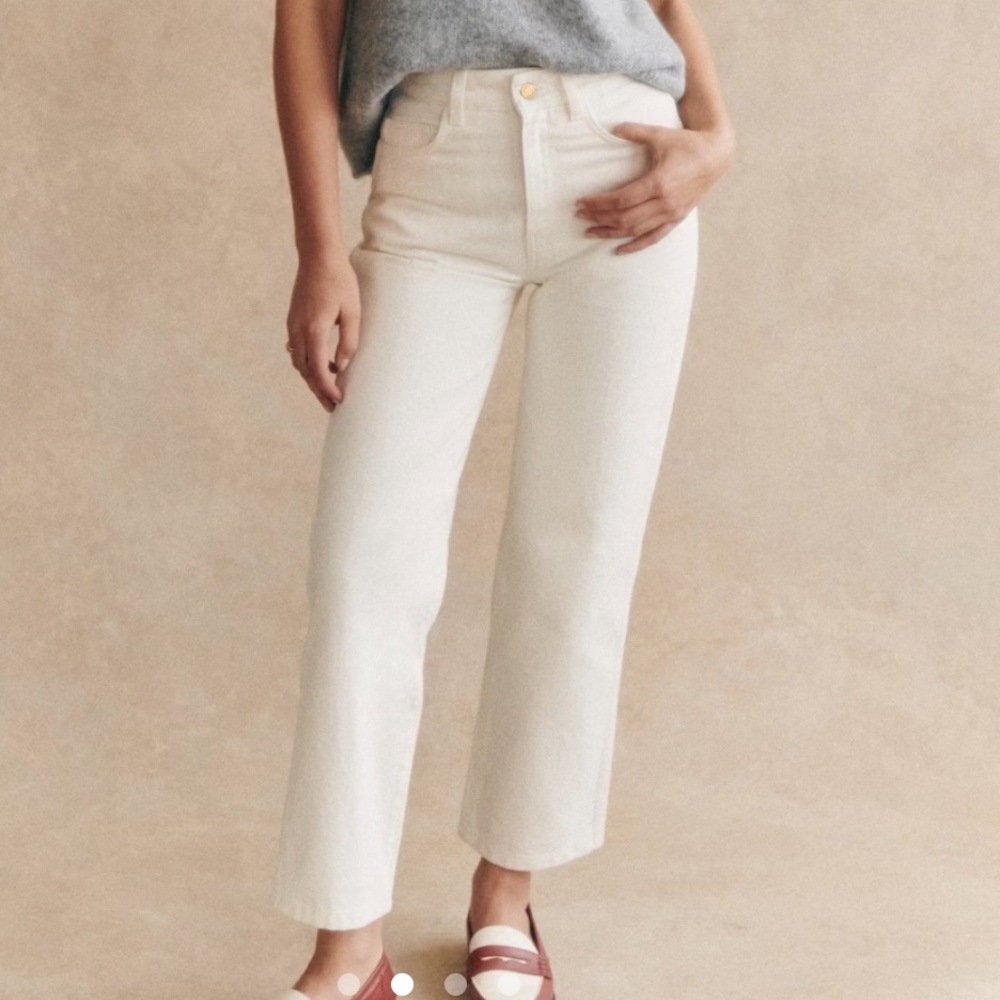 Sezane L'iconique Droit Trousers Ecru - Size 10